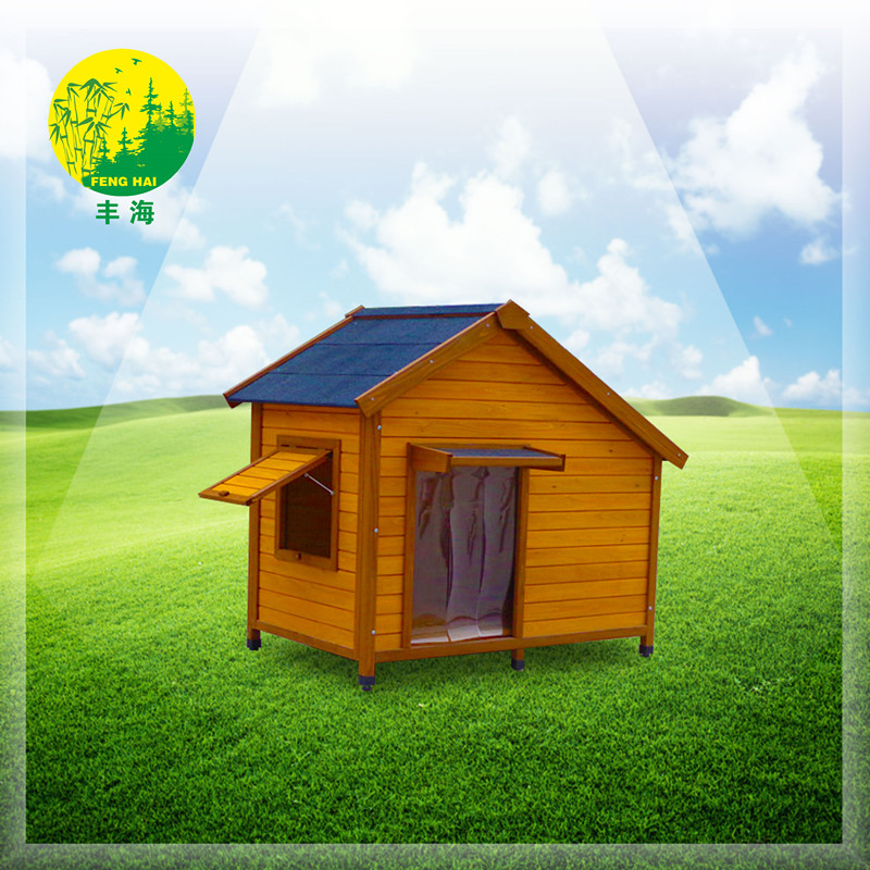Dog kennel with plastic curtain
